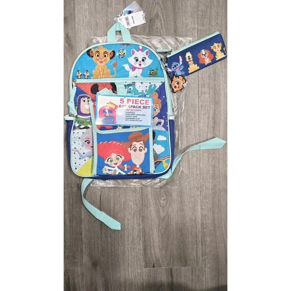 Disney Characters 5 pc Backpack Set